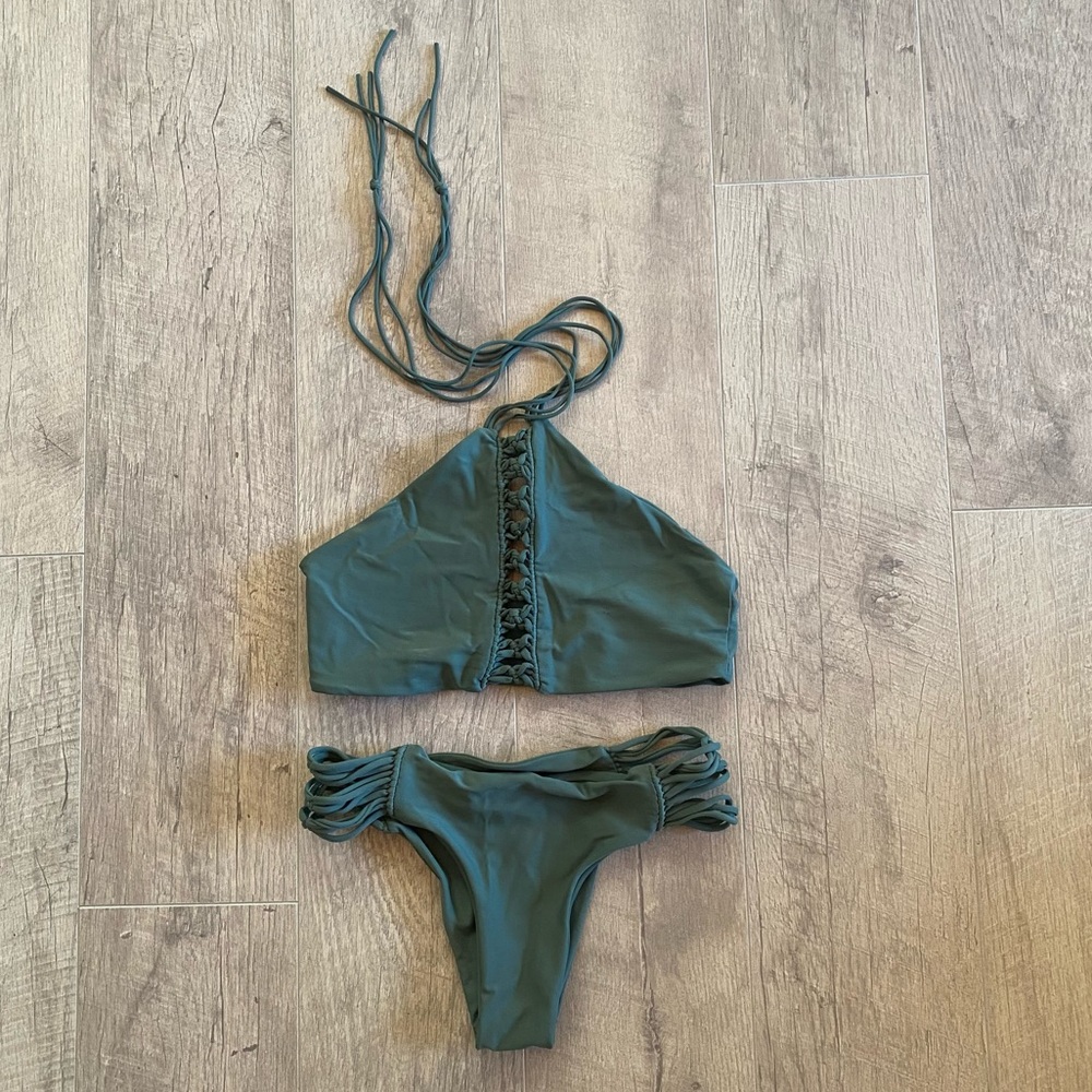 Mikoh Halter Top Cheeky Bottoms Swimsuit